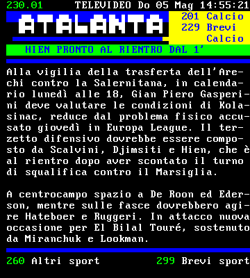 news televideo Atalanta